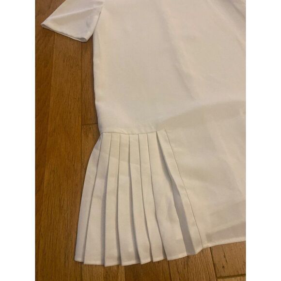 Zara Womens White Pleated Short Sleeve Mini Dress With Back Zipper Closure sz xs - Picture 2 of 9